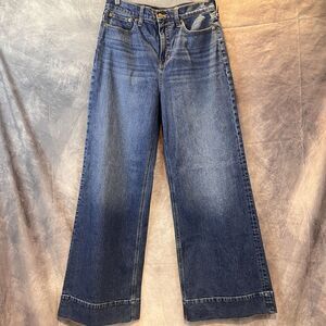 J. Crew Wide Leg Denim Trouser Pants Women 29 Coastal Navy Wash High Rise Jeans